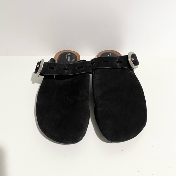 Rag & Bone Ansley Slide Mule Leather In Black Suede Size: 37 - Picture 3 of 9